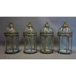 A set of four gilt metal storm lanterns, H.48cm