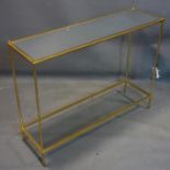 A contemporary gilt metal console table, H.80 W.107 D.32cm