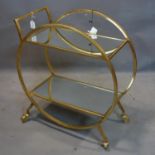 An Art Deco style gilt metal drinks trolley, H.76 W.71 D.34cm