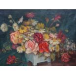 Dorothy Patchett (1919-2004), Still life with flowers, oil on canvas, 1940s 76cm x56cm