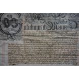 A late 17th century hand written document, with engraving of busts of William and Mary engraved by