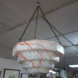 An Art deco glass ceiling light shade, H.18 W.35 D.35cm