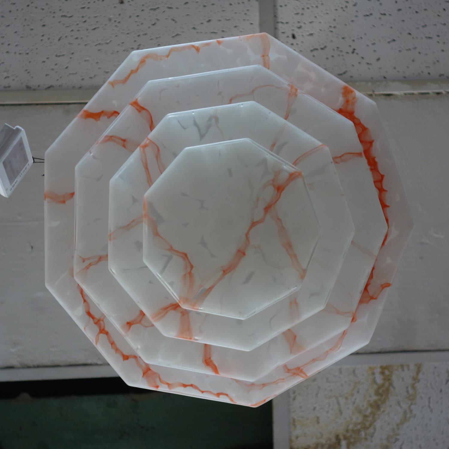 An Art deco glass ceiling light shade, H.18 W.35 D.35cm - Image 2 of 2