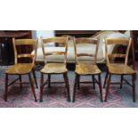 A set of 4 antique oak kitchen chairs