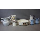 1970's jug and basin together with five other jugs