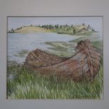 Contemporary British school, abandoned boat, watercolour, signed and date 'J Spencer 2000', 35 x