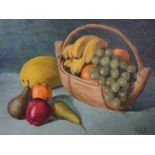 Kenneth Brundle FRIBA (contemporary British school), An oil sketch of a still life of a fruit and