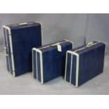 Set of three Vintage Luggage/SuitCase hard Shell blue marble Samsonite Suitcase No. 96, BIG ONE: