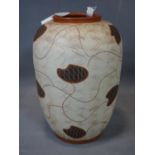 WITHDRAWN- A large earthenware vase in the style of Picasso, graffiato technique on a painted