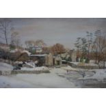 British school 20th century, British Winter Landscape, Oil on Board, signed by M. Gillman, 33 x 26cm