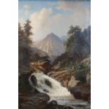 19th century British school, Alpine landscape, oil con canvas, framed, signed, 60 x 45 cm