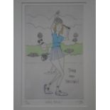 Tim Bulmer (1958-), Volley Queen, hand painted etching, framed and glazed, overall 50 x 39 cm