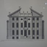 Elevation of the entrance facade, Roehampton House, etching from Colen Campbell, Vitruvius