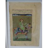 A Persian illuminated manuscript page of mythological figure on a horse, 30 x 22 cm
