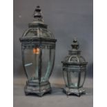 Two storm lanterns, tallest H.79cm