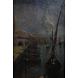 19th century impressionist painter, the port at dusk, oil on canvas, signed 'Yerrant O Chimchidian