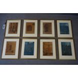 Eight drawings depicting 'the places of Charles Dickens', pastel and watercolour, signed Paul