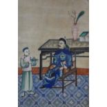 WITHDRAWN- Qing Huan Studio, a Chinese pith painting depicting a nobleman seated in front of a