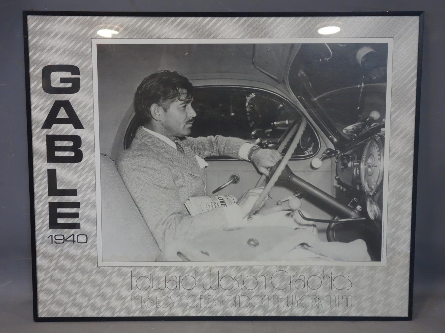 A Poster of Clark Gable in Car 1940 by Edward Weston, framed and glazed, 60 x 75 cm - Image 2 of 2