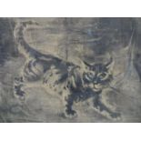 A lithograph of a cat, indistinctly signed in pencil to lower margin, in ebonised frame, 48 x 59cm
