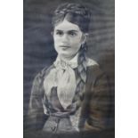 Feliks Zoyecki (Polish 20th century), Portrait of a woman, with long braid, charcoal on paper,