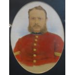 19th century school, portrait of a Lance Corporal, tempera, feigned to oval, unsigned, framed and