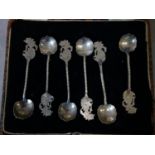 A set of six silver Indonesian coffee spoons from the 1950s in original box.
