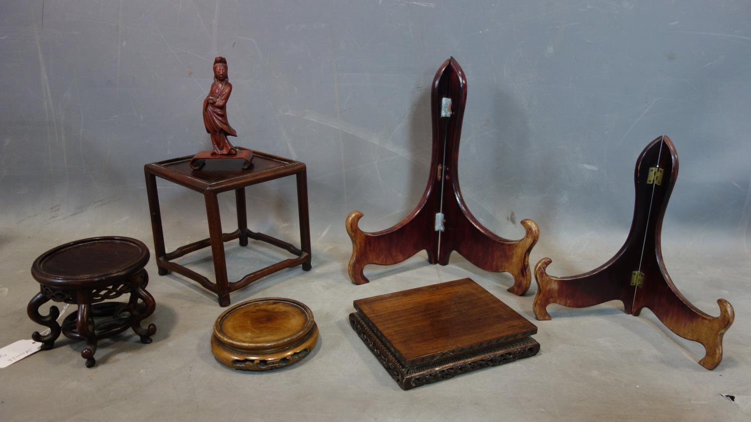 Collection of five Chinese hardwood stands