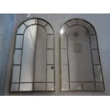 A pair of arched top garden mirrors, 107 x 54cm