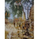 Bernard Dufour (French, 1922-2016), French street scene, mixed media on canvas, signed lower