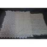 Two large cotton crochet blankets, 202 x 192cm