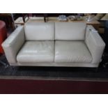 A Robin Day leather and walnut forum sofa for Habitat