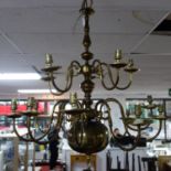An 18th century style Dutch brass 15 branch chandelier