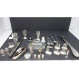 A mixed collection of silver, to include Tiffany & Co, silver container, a silver and