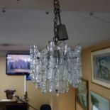 A pair of 1960's Kalmar ice glass chandeliers
