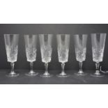 A set of 6 crystal champagne flutes, 1960's