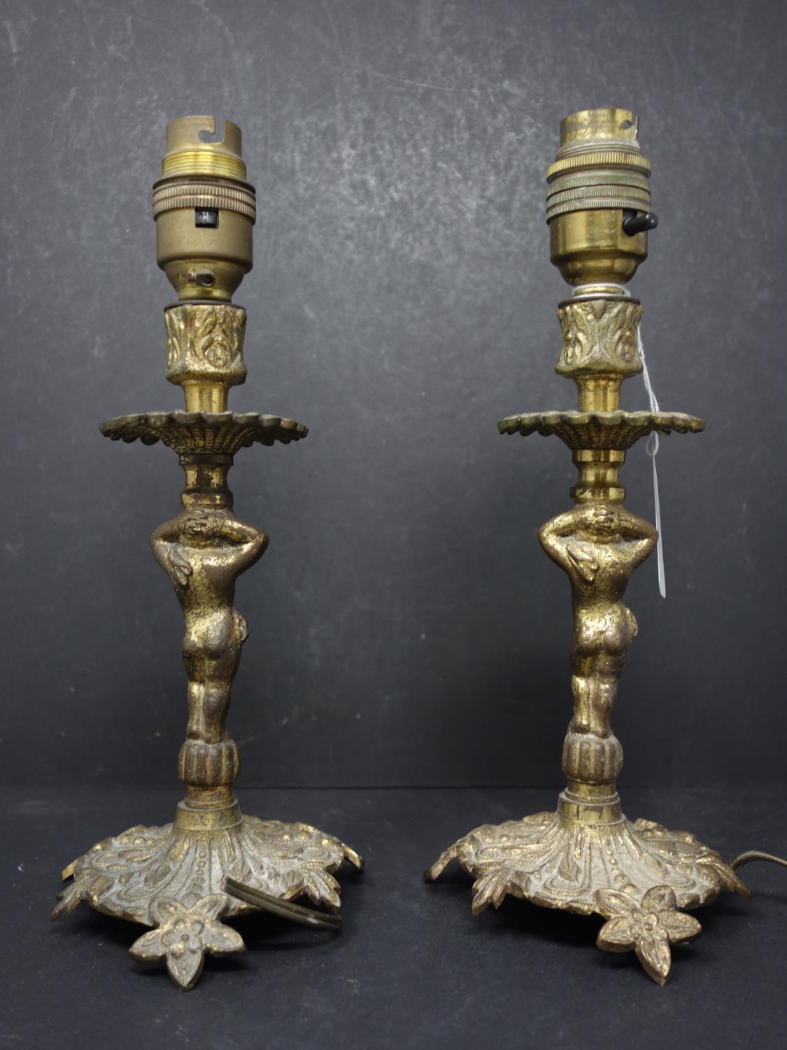 A pair of brass figural table lamps, H.24cm - Image 2 of 2