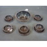 A set of 20th century continental glass dishes with silver overlay