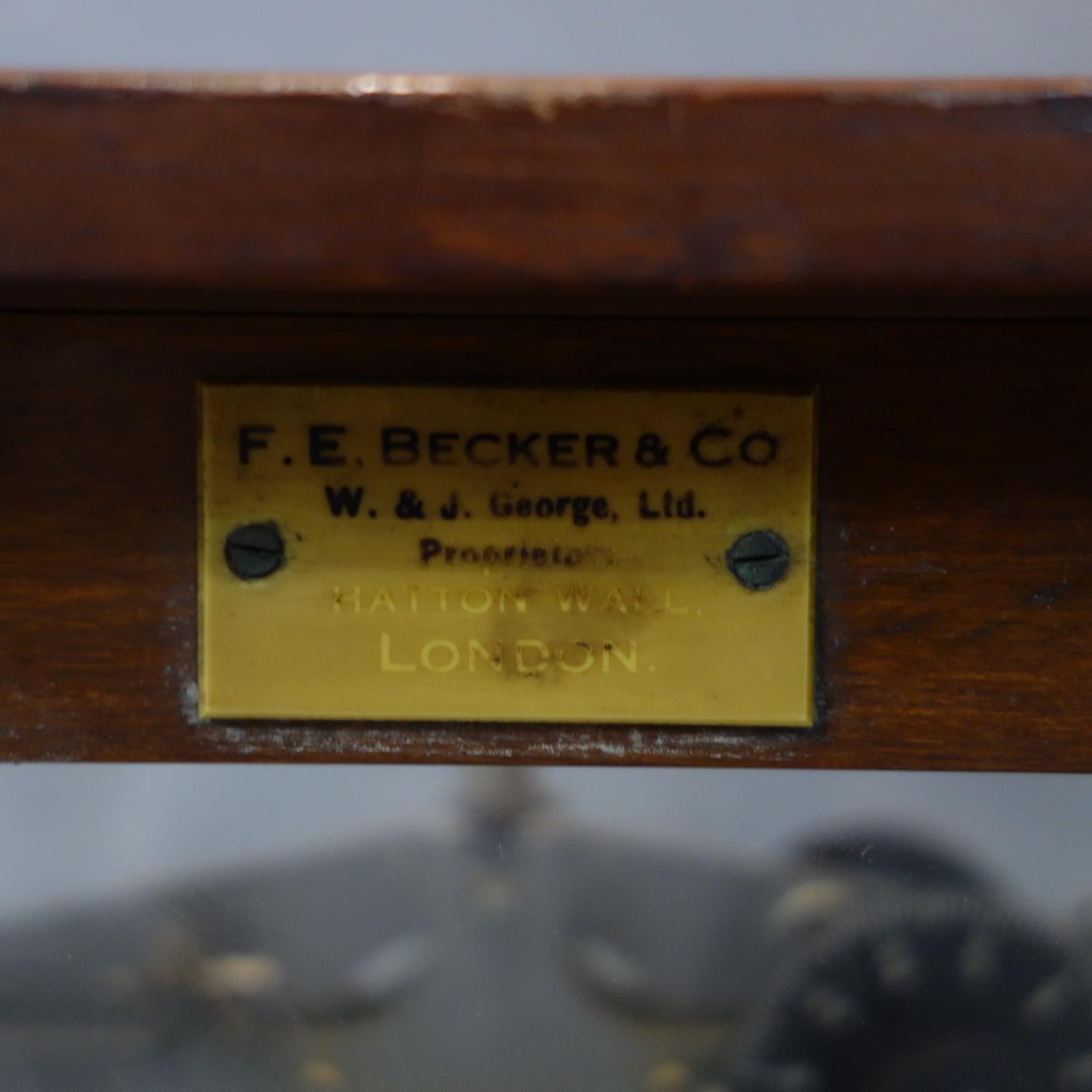 A set of vintage weighing scales by Griffin & George, with Bakelite base, set in glass case by F.E - Image 2 of 5