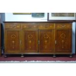 An Edwardian inlaid mahogany sideboard, H.97 W.184 D.51cm