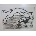 Mike Tingle, 'Hill Figure in Golden Cap', etching, signed in pencil, numbered 18/75, framed and