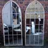 A pair of contemporary arched garden mirrors, 158 x 67cm