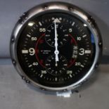 A contemporary Aviator style wall clock, battery operated, Diameter 51cm