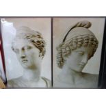 Two prints depicting busts of the Greek Gods Apollo and Hera, 120 x 80cm