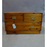 A 20th century Campaign style pine chest, H.46 W.77 D.46cm