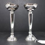 A pair of silver posy vases, by Sanders & Mackenzie, Birmingham 1964, H.18cm, gross weight 7.2