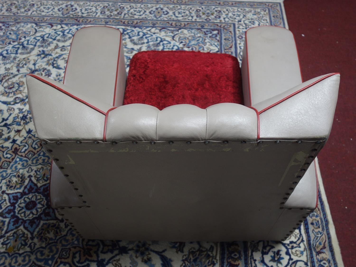 A pair of Art Deco grey and red armchairs, H.82 W.86 D.77cm - Image 5 of 6