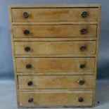 A 20th century pine table top chest of 6 drawers, H.78 W.61 D.23cm