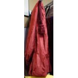 A pair of good quality red curtains with ties, Approximately 287 x 240cm each section