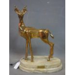 John Mulvey (b.1939), a gilt bronze figure of a Greater Kudu, on stepped oval marble base, with